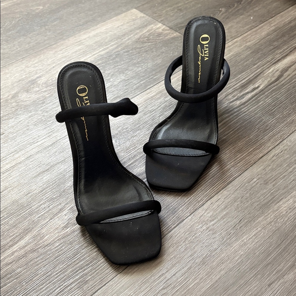 Black Open Toe Strap Heels
